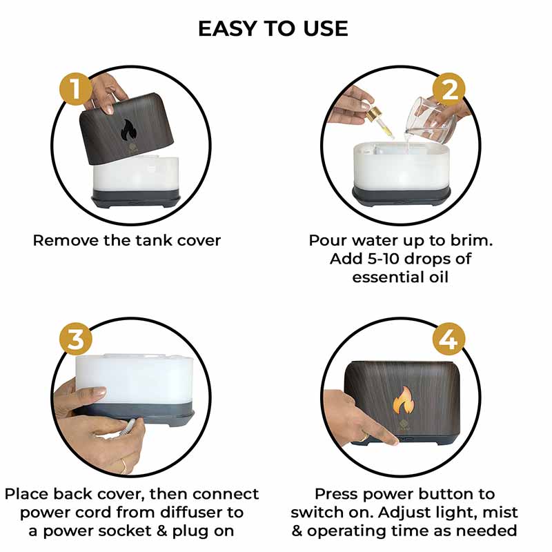 YX 1807 Dark Wood Flame Aroma Diffuser - Image 4
