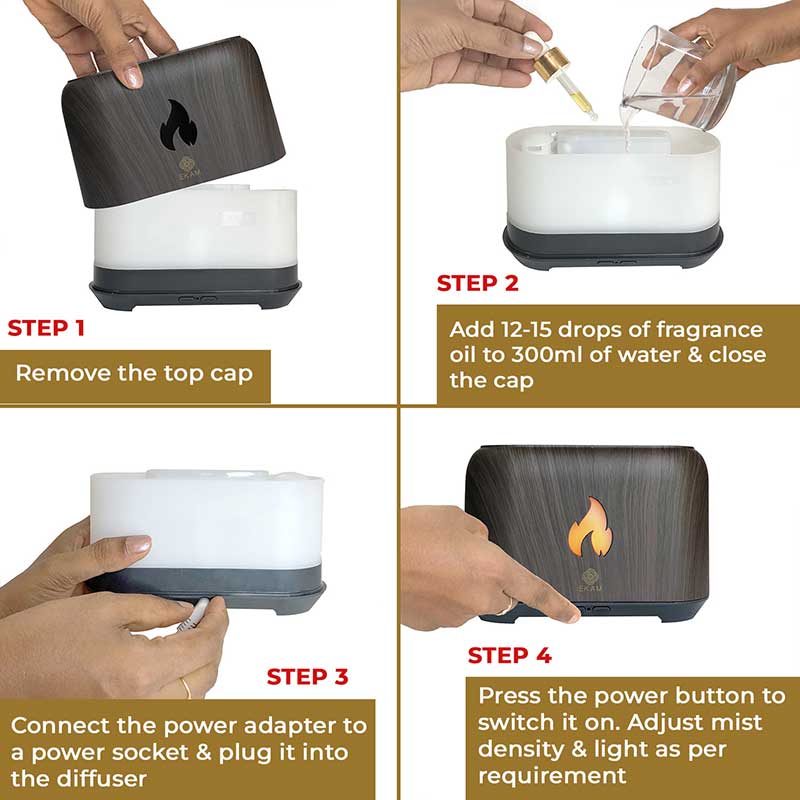 YX 1807 Dark Wood Flame Aroma Diffuser - Image 5