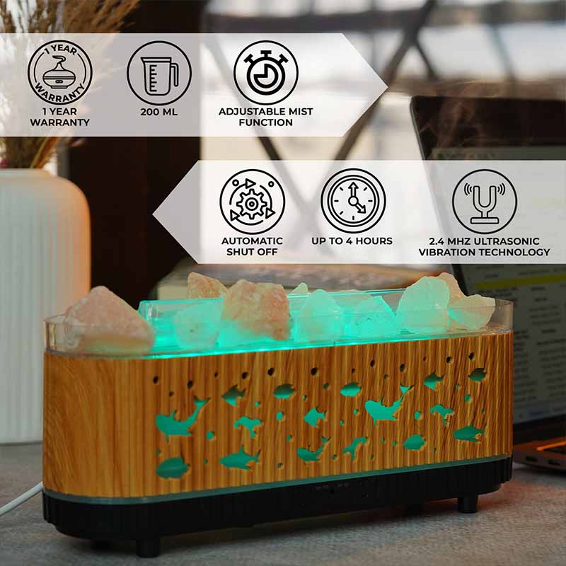 YX2221Y-Stone-Lightwood Flame Aroma Diffuser - Image 2